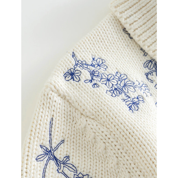 YITAI Sweater Embroidery Cardigan Medium Fine China Button Up Sold Out NIP New - Picture 10 of 12